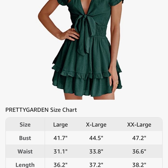 Women's Mini Dress Tie Front V Neck Short Sleeve Ruffle Layer A-Line Short Dress - Picture 3 of 4